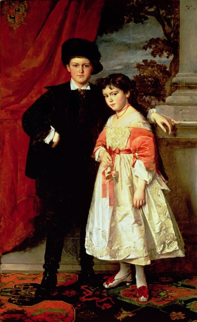 The Children of Freiherr von Seidler by Heinrich von Angeli